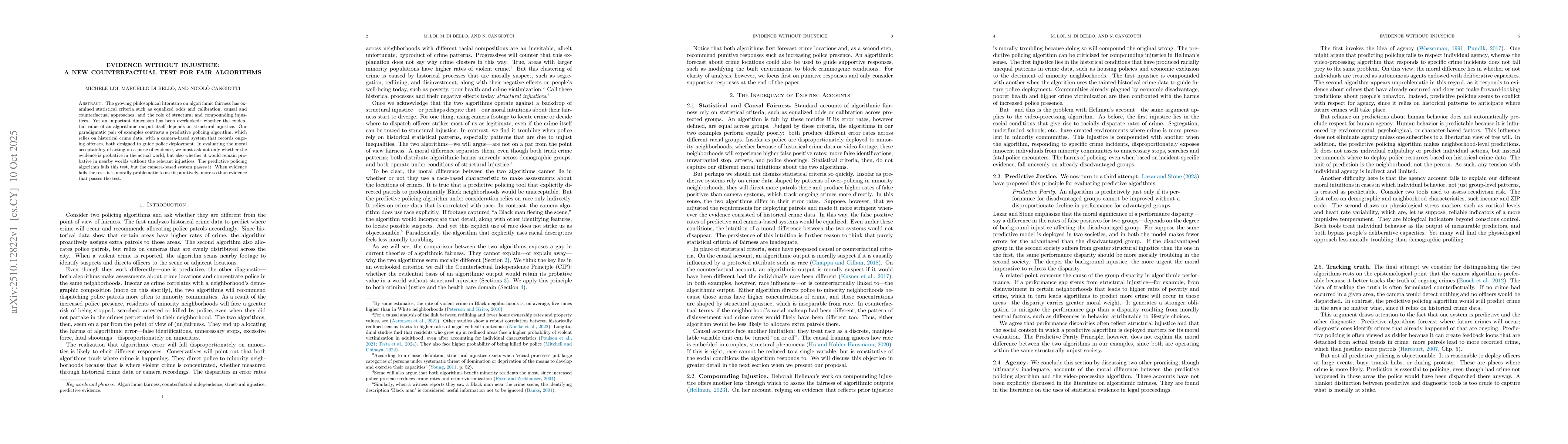 Thumbnail for Evidence Without Injustice: A New Counterfactual Test for Fair
  Algorithms