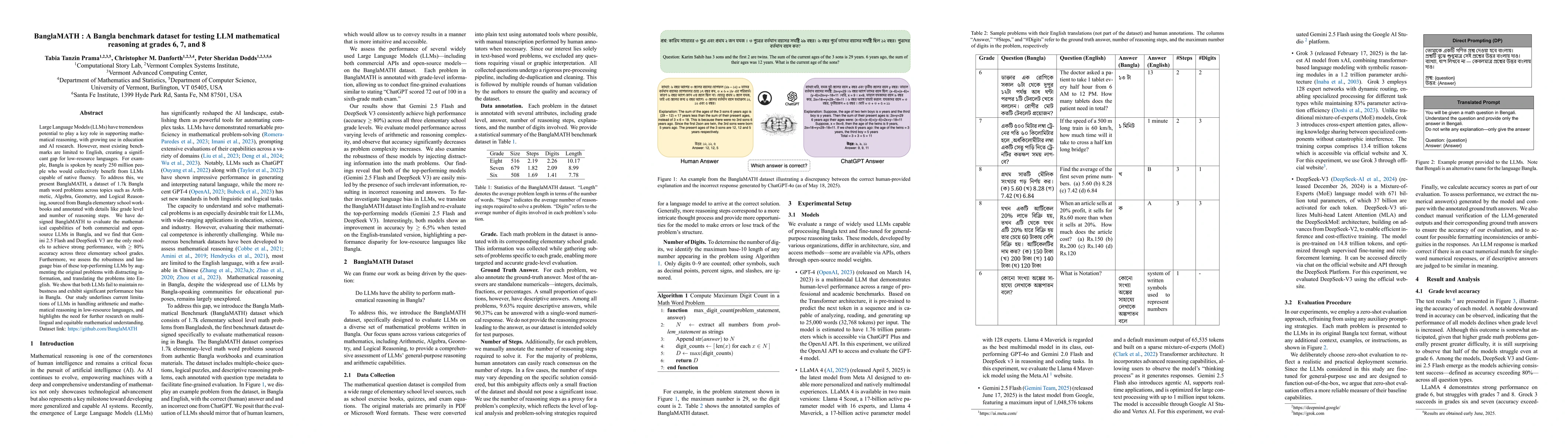 Thumbnail for BanglaMATH : A Bangla benchmark dataset for testing LLM mathematical
  reasoning at grades 6, 7, and 8