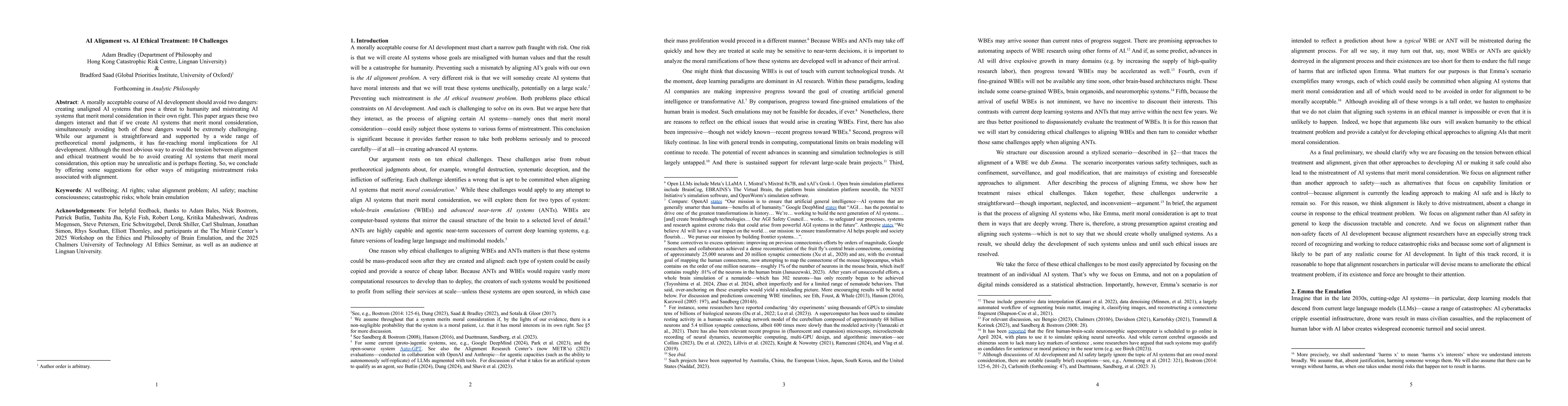 Thumbnail for AI Alignment vs. AI Ethical Treatment: 10 Challenges