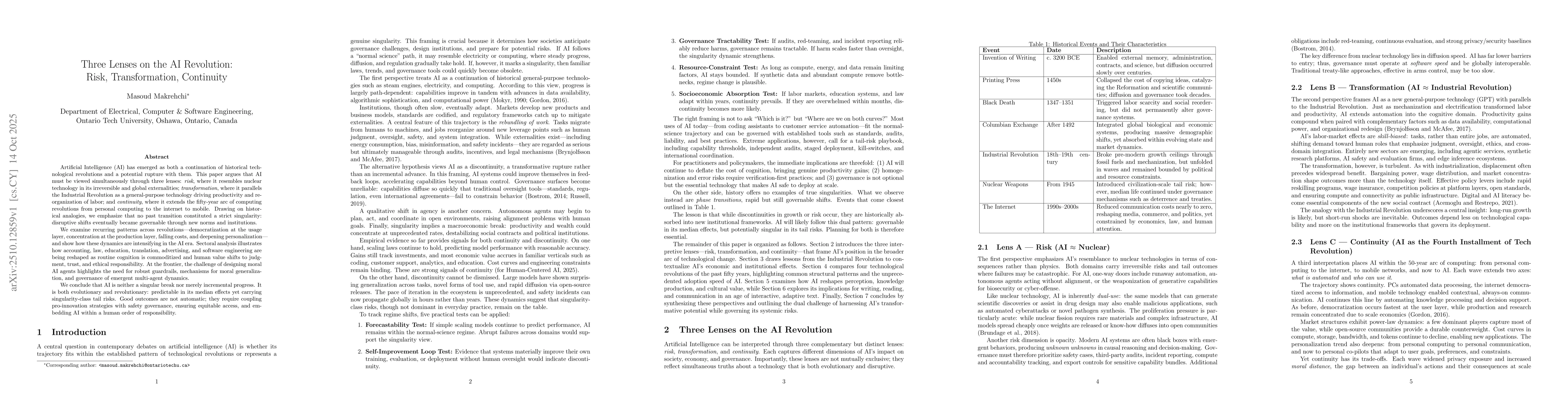 Thumbnail for Three Lenses on the AI Revolution: Risk, Transformation, Continuity