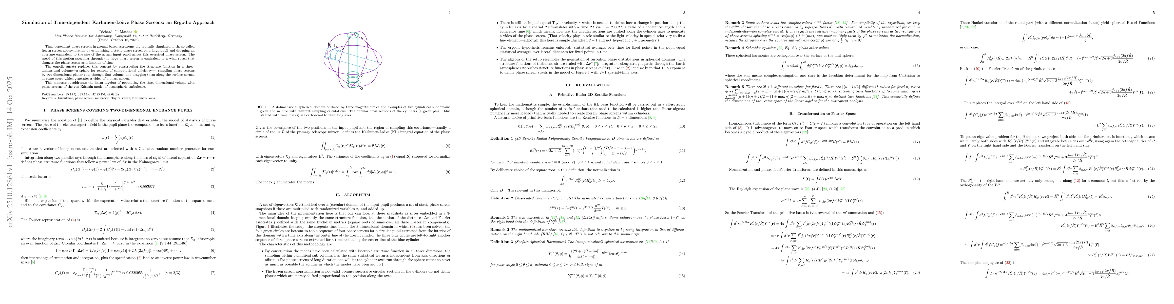 Thumbnail for Simulation of Time-dependent Karhunen-Loeve Phase Screens: an Ergodic
  Approach