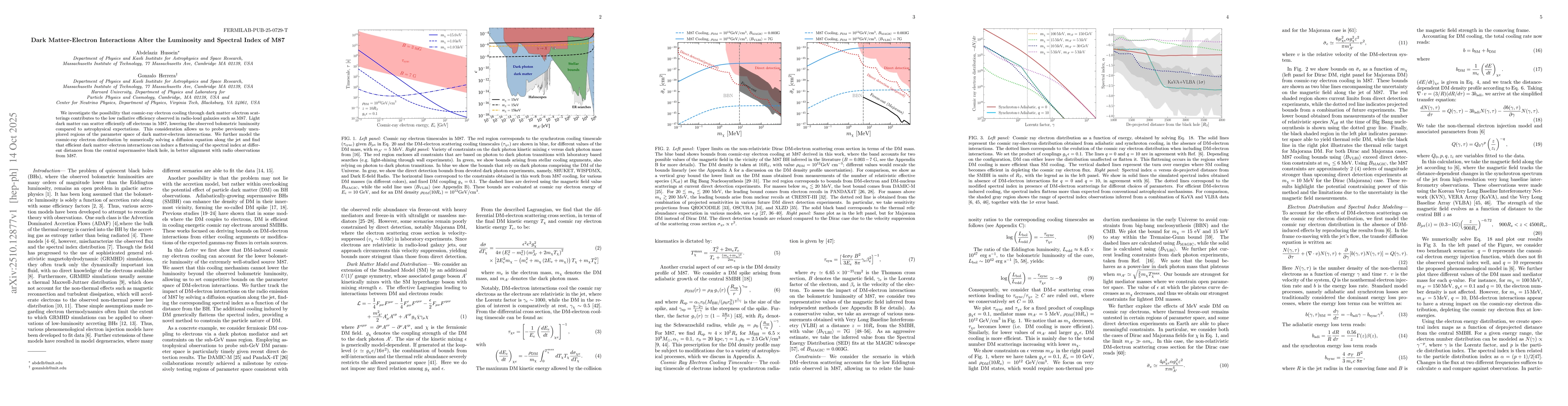 Thumbnail for Dark Matter-Electron Interactions Alter the Luminosity and Spectral
  Index of M87