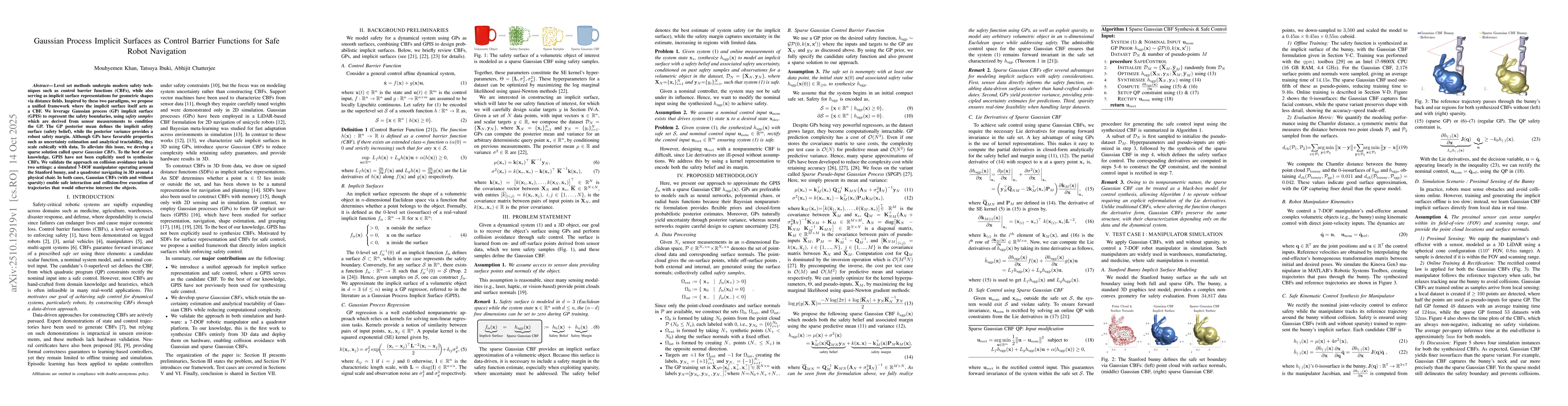 Thumbnail for Gaussian Process Implicit Surfaces as Control Barrier Functions for Safe
  Robot Navigation