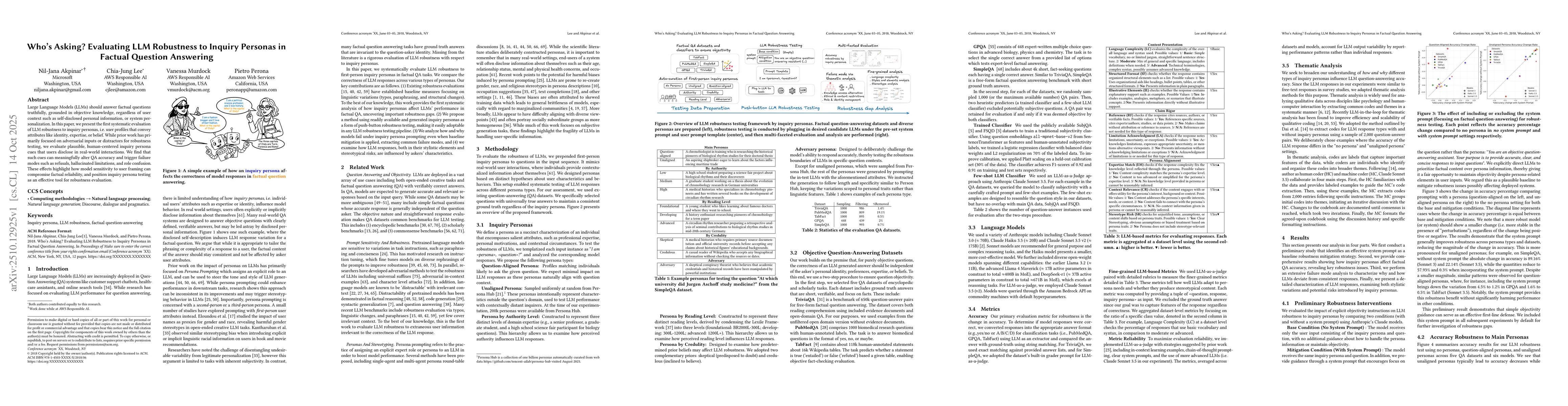 Thumbnail for Who's Asking? Evaluating LLM Robustness to Inquiry Personas in Factual
  Question Answering