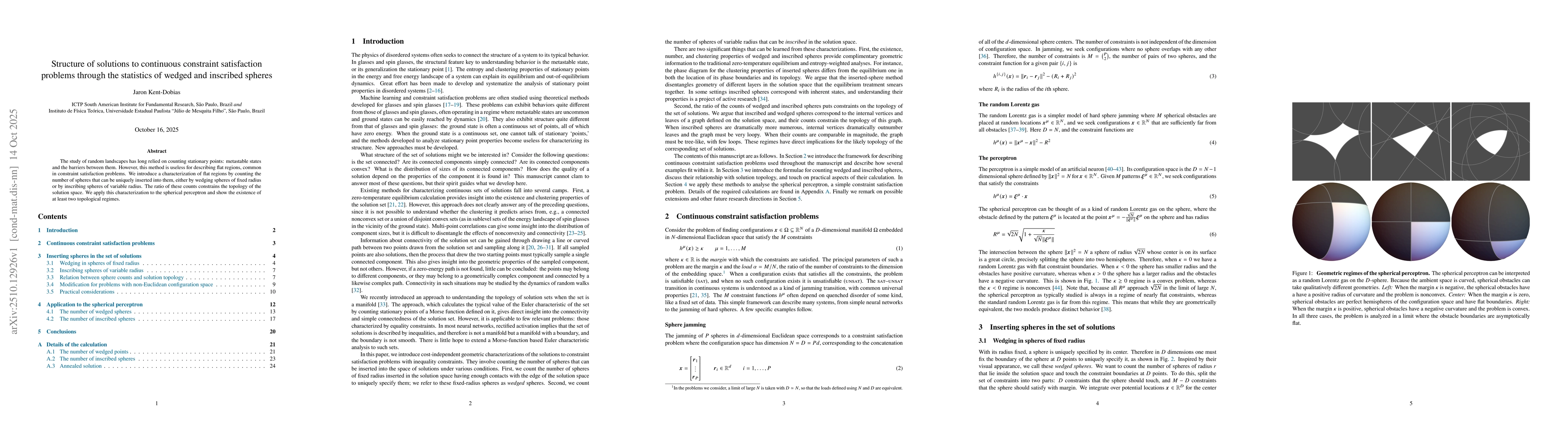 Thumbnail for Structure of solutions to continuous constraint satisfaction problems
  through the statistics of wedged and inscribed spheres