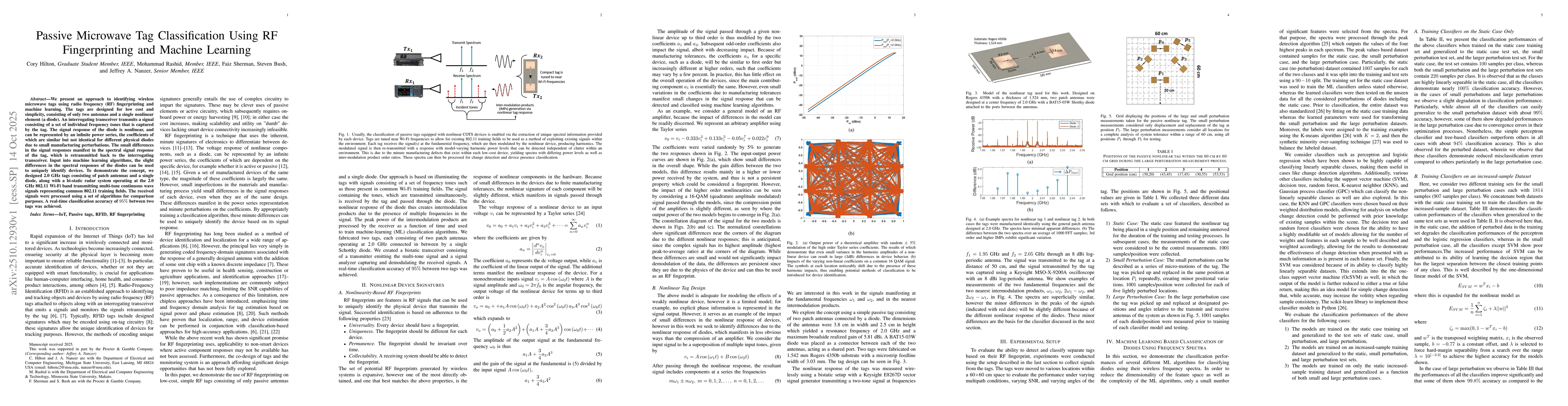 Thumbnail for Passive Microwave Tag Classification Using RF Fingerprinting and Machine
  Learning