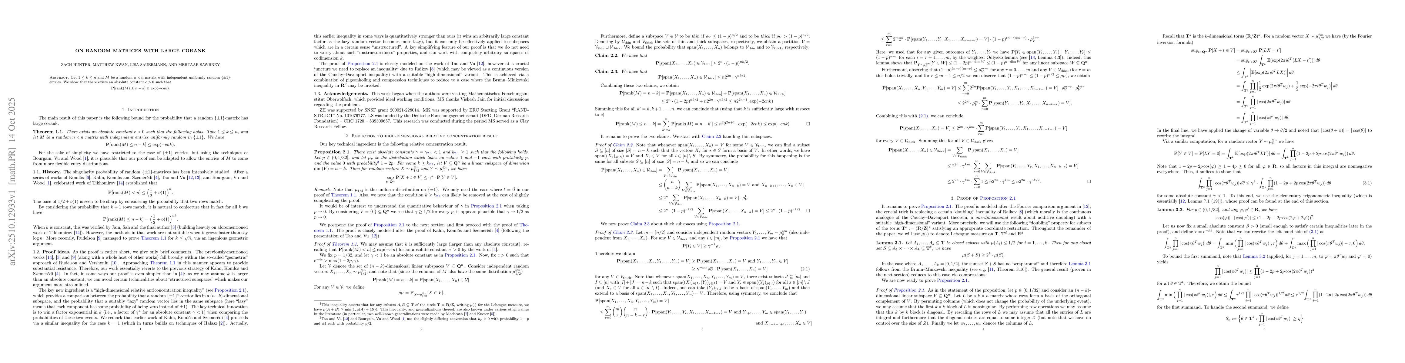Thumbnail for On random matrices with large corank
