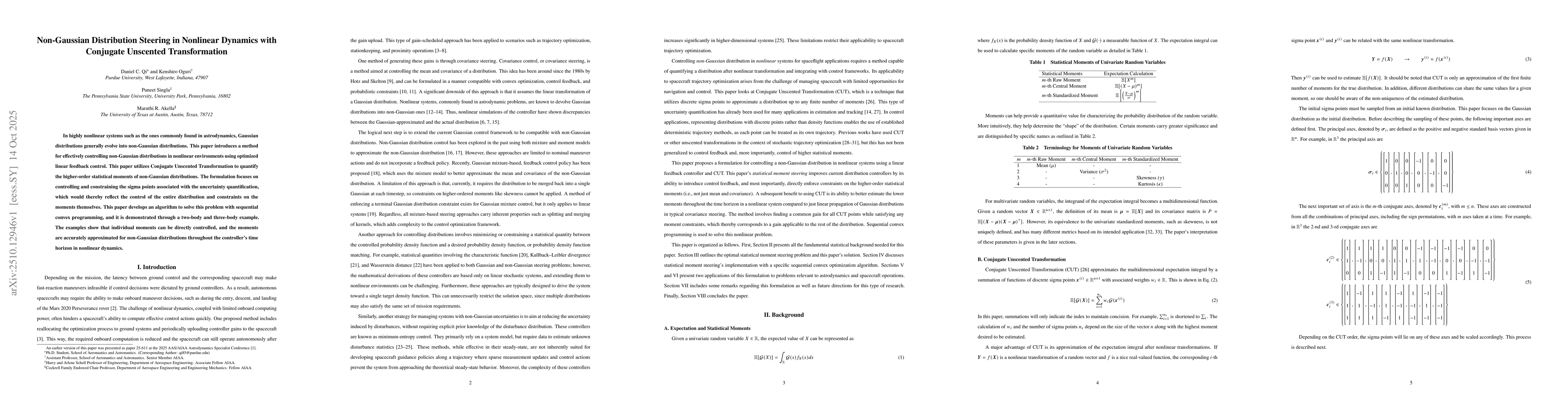 Thumbnail for Non-Gaussian Distribution Steering in Nonlinear Dynamics with Conjugate
  Unscented Transformation