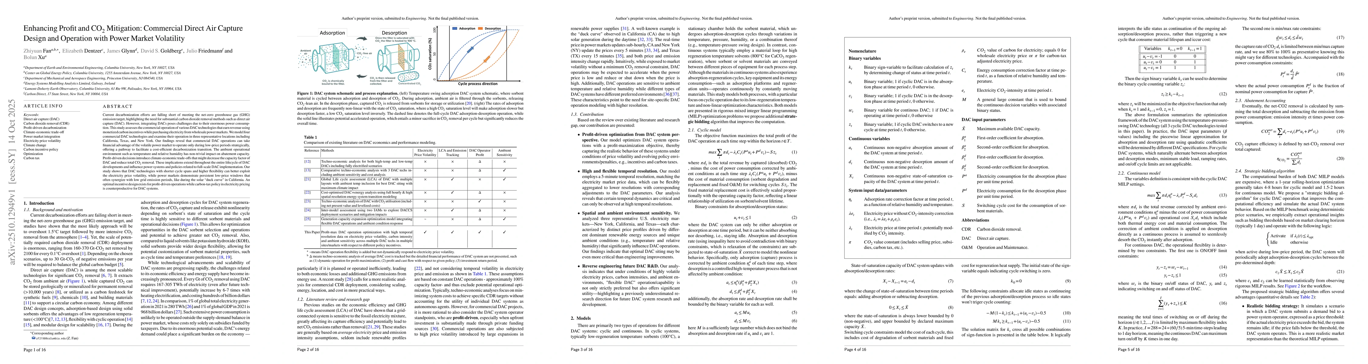 Thumbnail for Enhancing Profit and CO2 Mitigation: Commercial Direct Air Capture
  Design and Operation with Power Market Volatility