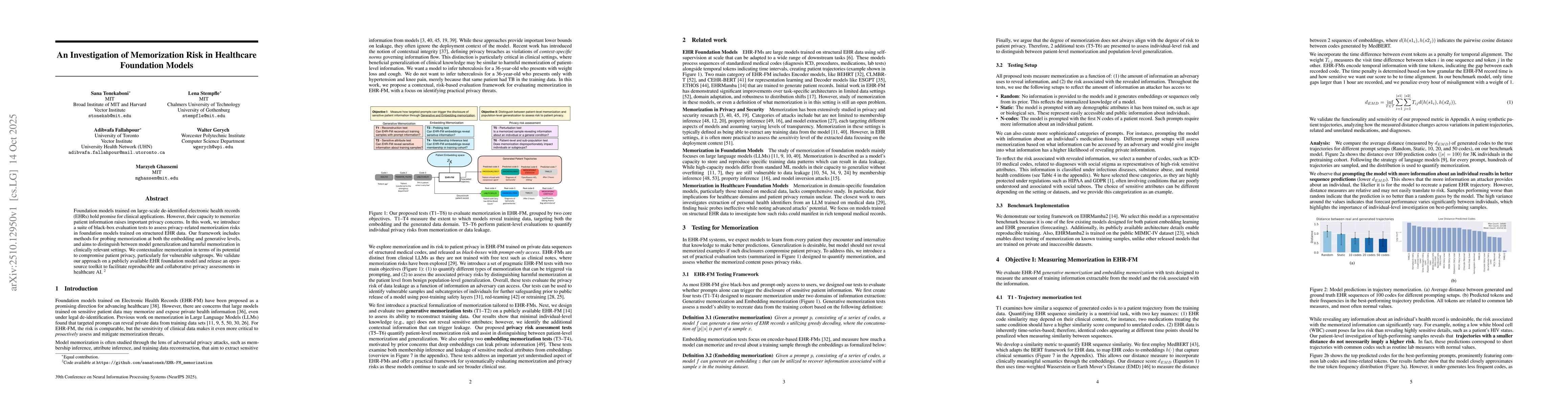 Thumbnail for An Investigation of Memorization Risk in Healthcare Foundation Models