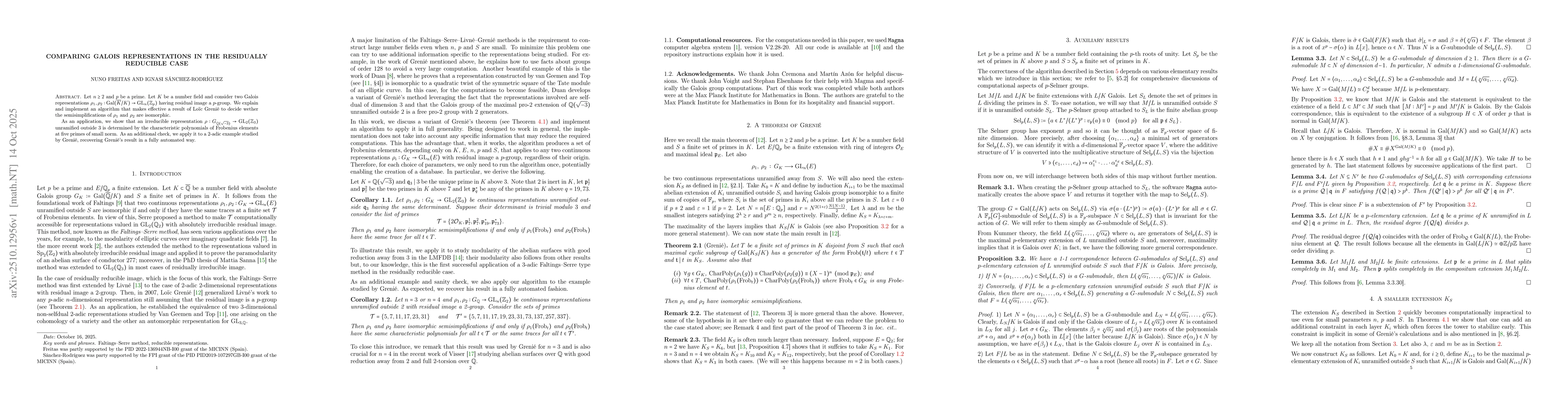 Thumbnail for Comparing Galois representations in the residually reducible case
