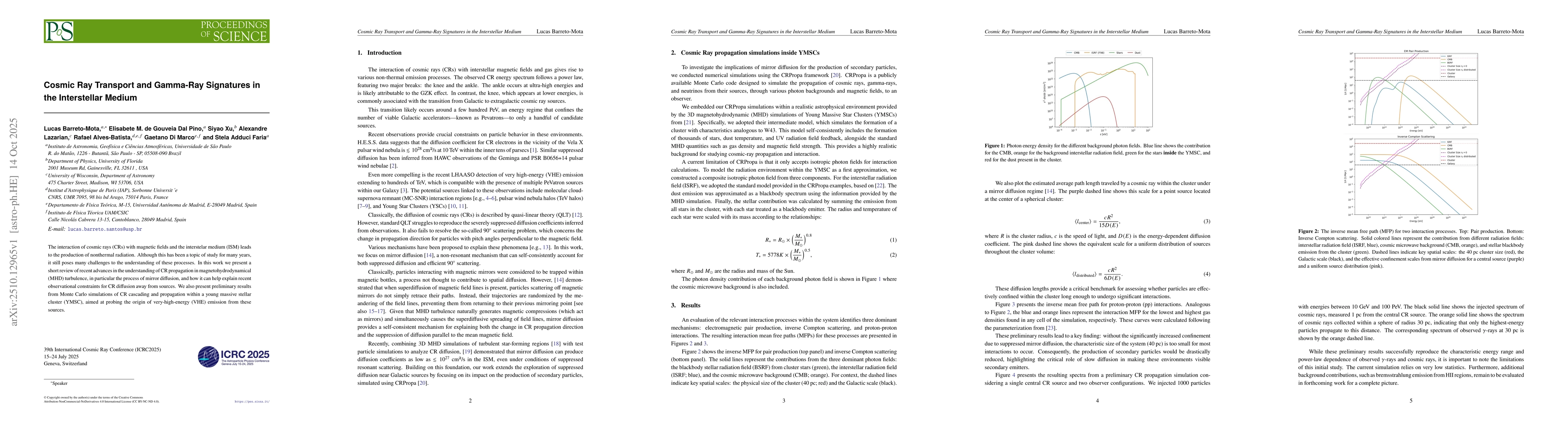 Thumbnail for Cosmic Ray Transport and Gamma-Ray Signatures in the Interstellar Medium