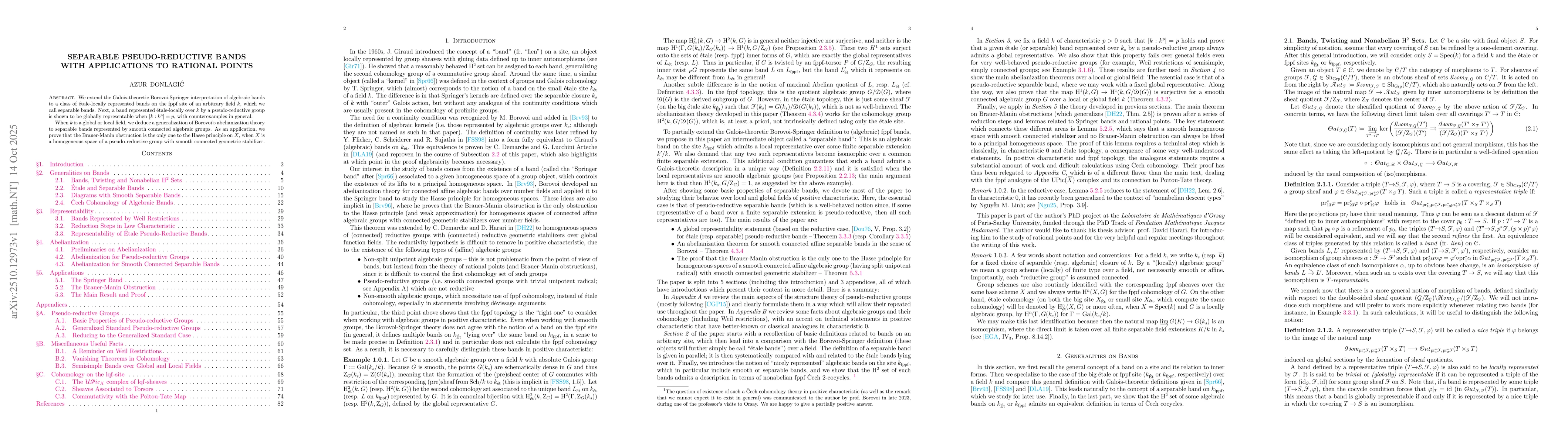 Thumbnail for Separable Pseudo-reductive Bands with Applications to Rational Points