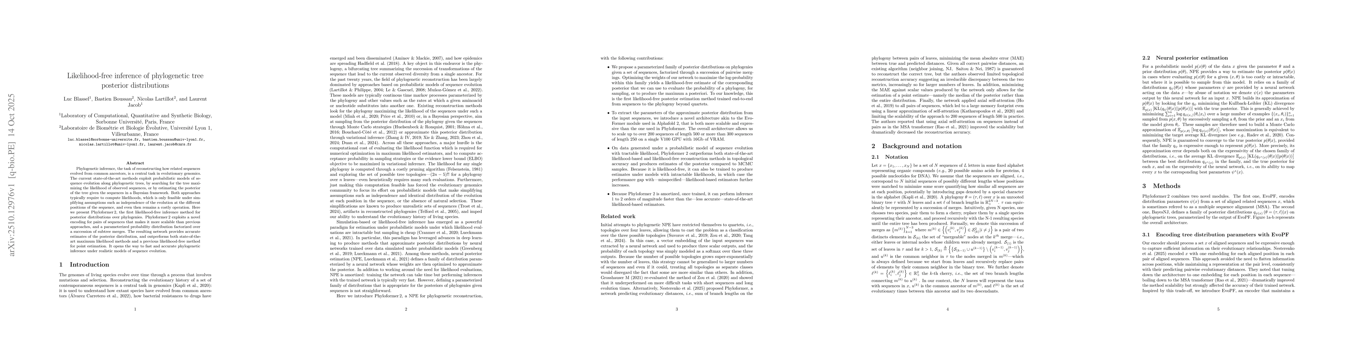 Thumbnail for Likelihood-free inference of phylogenetic tree posterior distributions