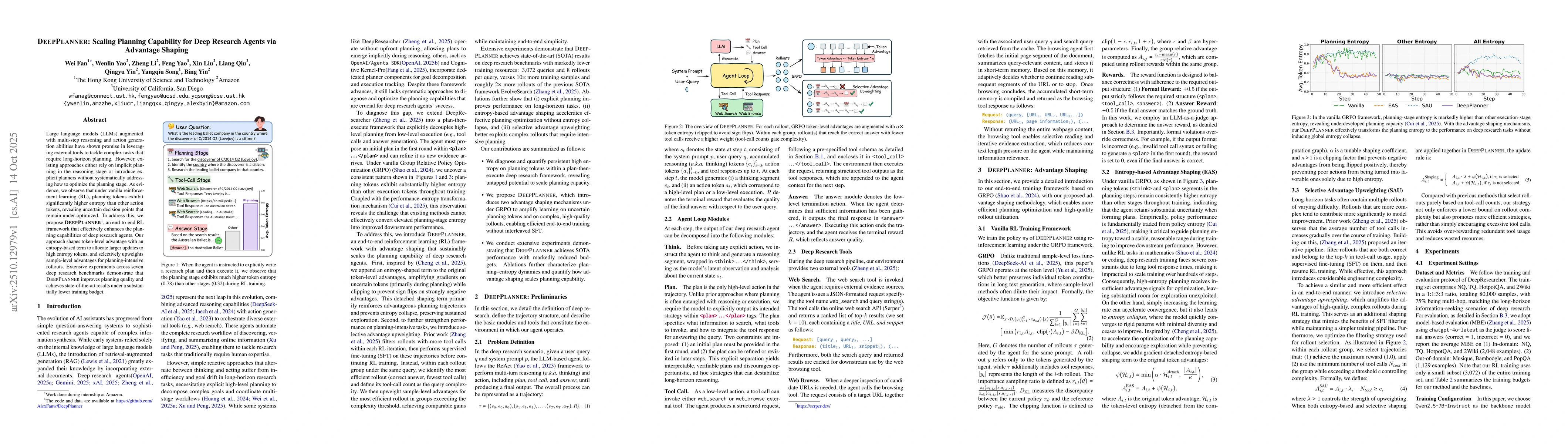 Thumbnail for DeepPlanner: Scaling Planning Capability for Deep Research Agents via
  Advantage Shaping