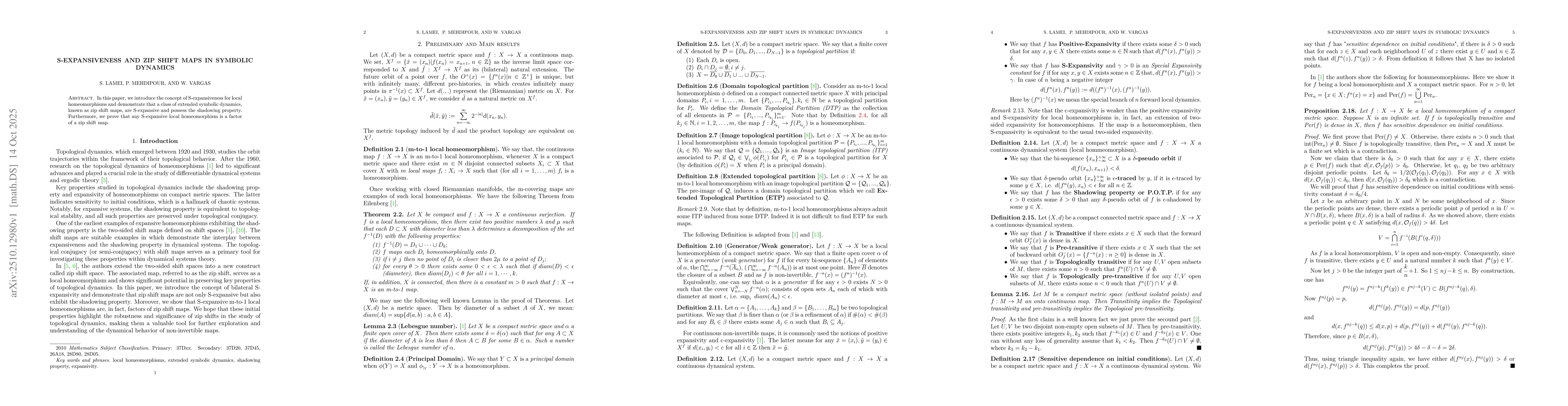 Thumbnail for S-Expansiveness and Zip Shift Maps in Symbolic Dynamics