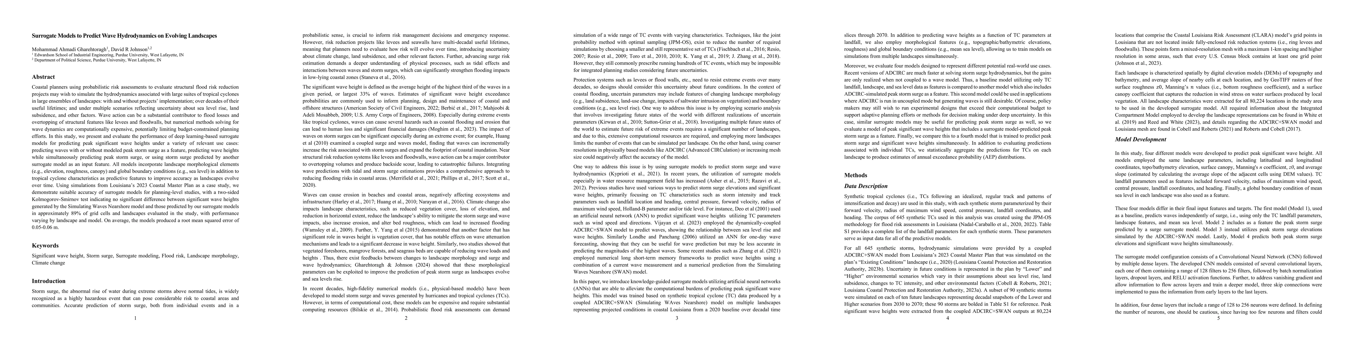 Thumbnail for Surrogate Models to Predict Wave Hydrodynamics on Evolving Landscapes