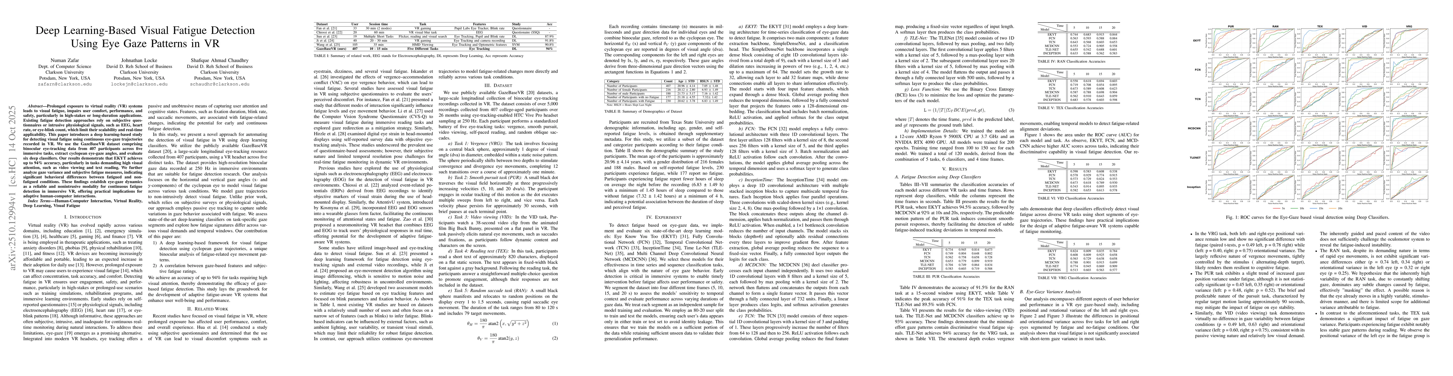 Thumbnail for Deep Learning-Based Visual Fatigue Detection Using Eye Gaze Patterns in
  VR