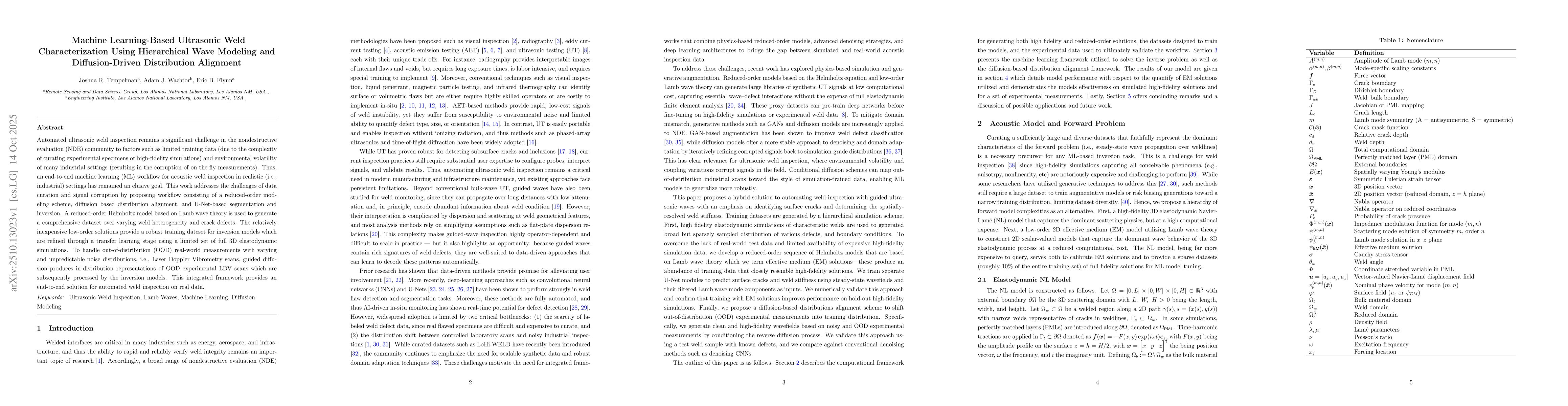 Thumbnail for Machine Learning-Based Ultrasonic Weld Characterization Using
  Hierarchical Wave Modeling and Diffusion-Driven Distribution Alignment