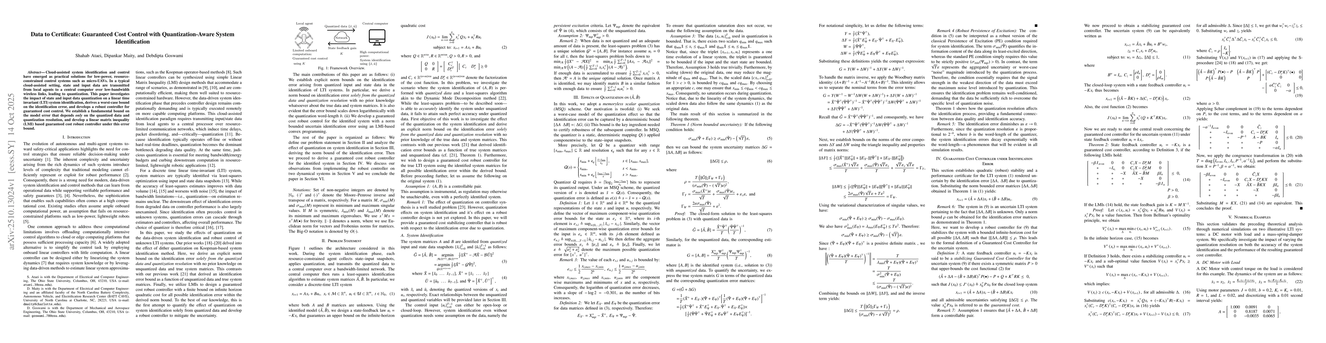 Thumbnail for Data to Certificate: Guaranteed Cost Control with Quantization-Aware
  System Identification