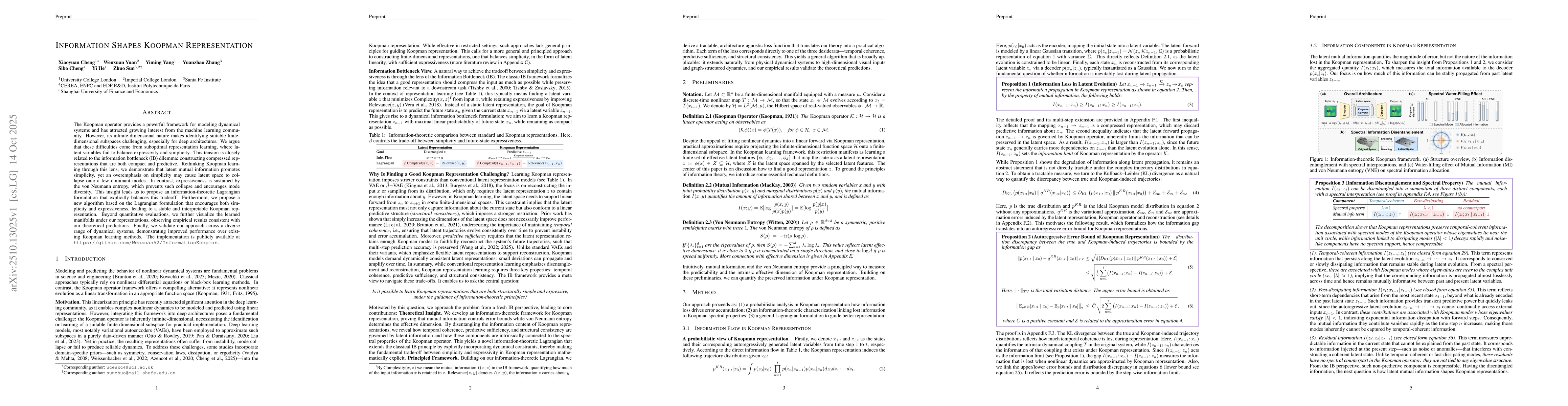 Thumbnail for Information Shapes Koopman Representation