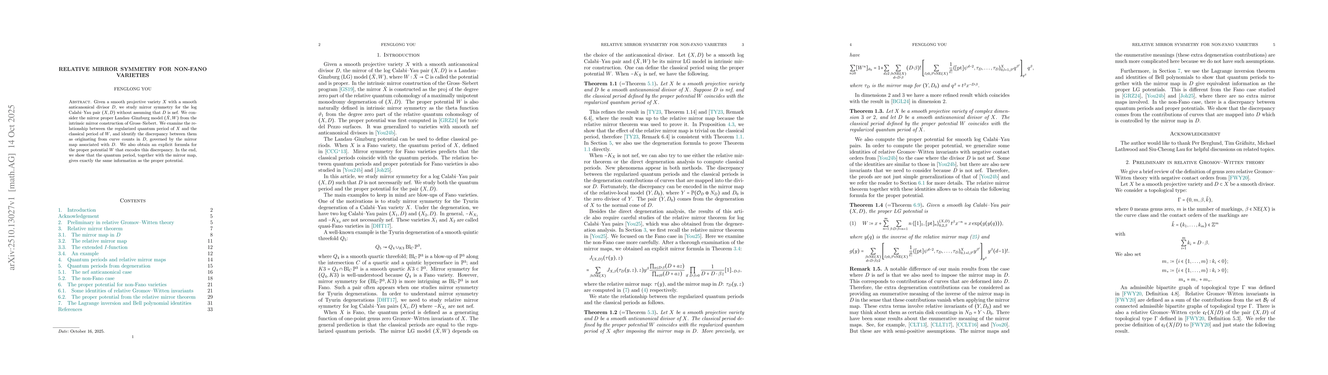 Thumbnail for Relative mirror symmetry for non-Fano varieties