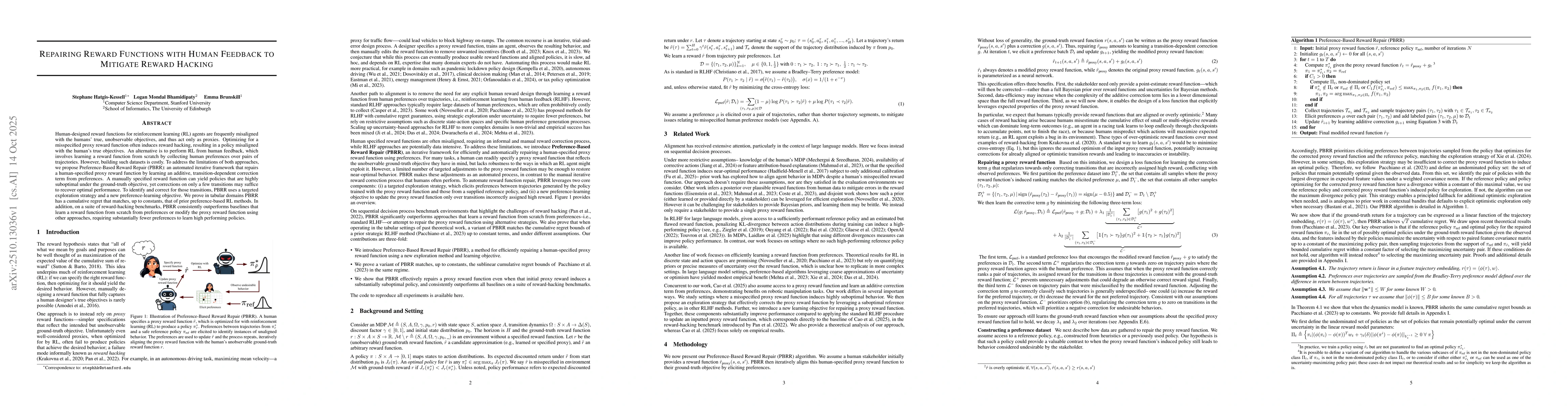 Thumbnail for Repairing Reward Functions with Human Feedback to Mitigate Reward
  Hacking