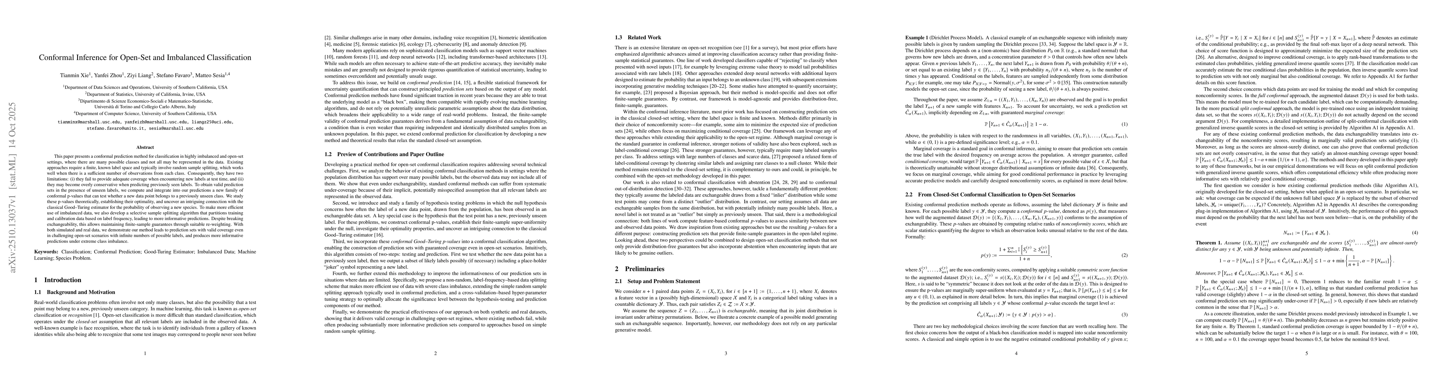 Thumbnail for Conformal Inference for Open-Set and Imbalanced Classification