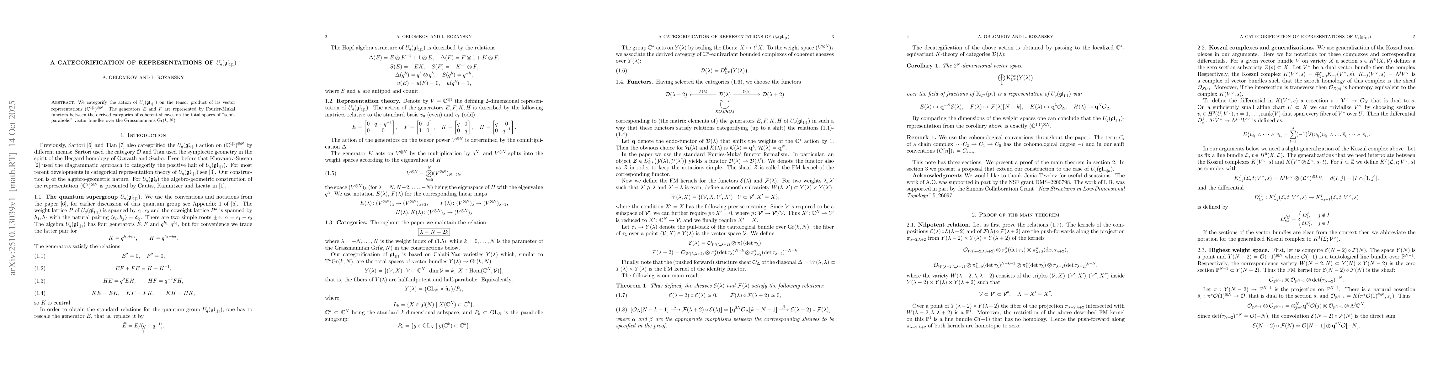 Thumbnail for A categorification of representations of $U_q(\mathfrak{gl}_{1|1})$