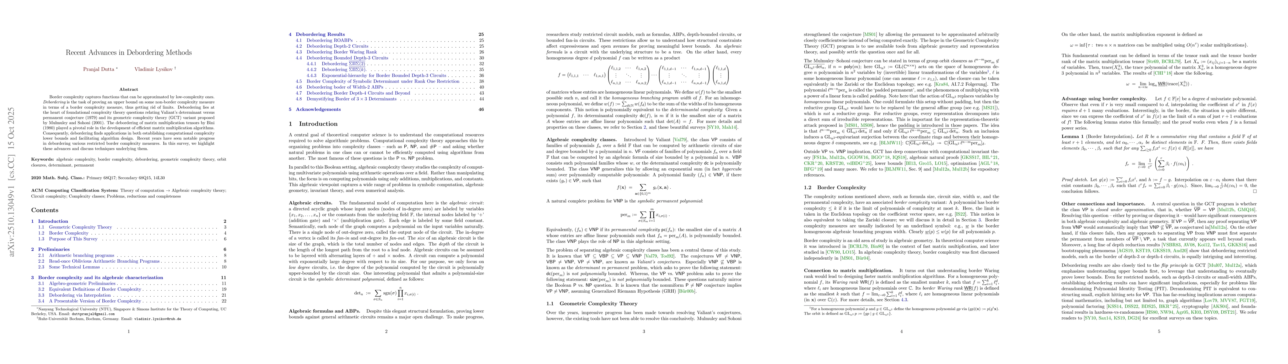 Thumbnail for Recent Advances in Debordering Methods