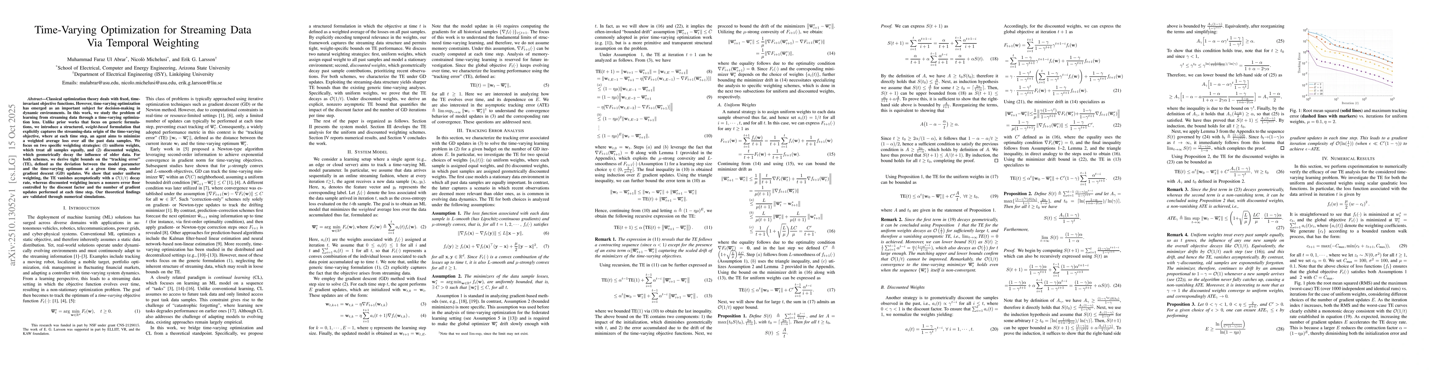 Thumbnail for Time-Varying Optimization for Streaming Data Via Temporal Weighting