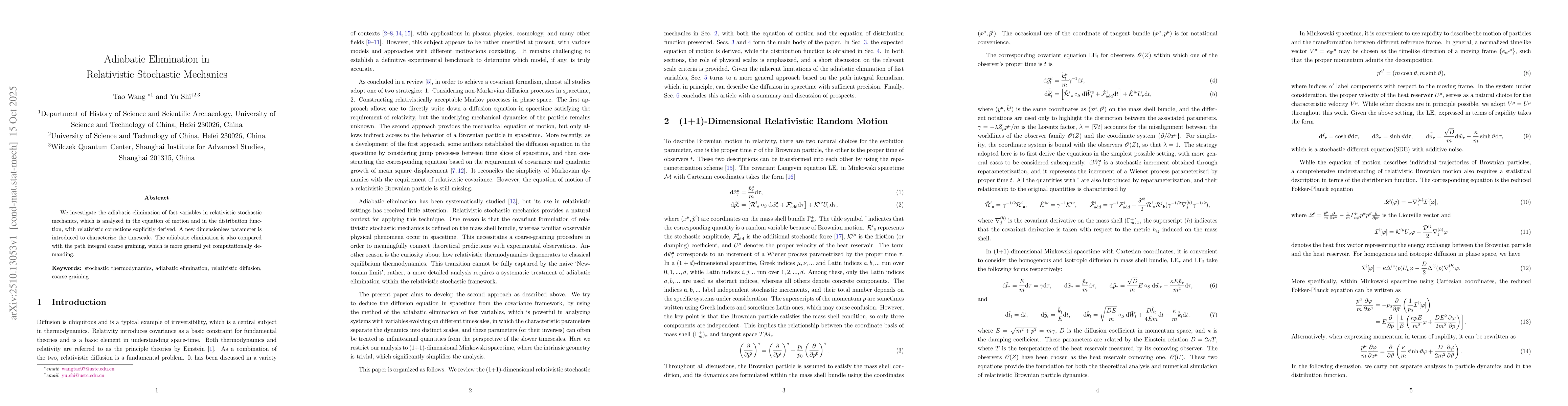 Thumbnail for Adiabatic Elimination in Relativistic Stochastic Mechanics