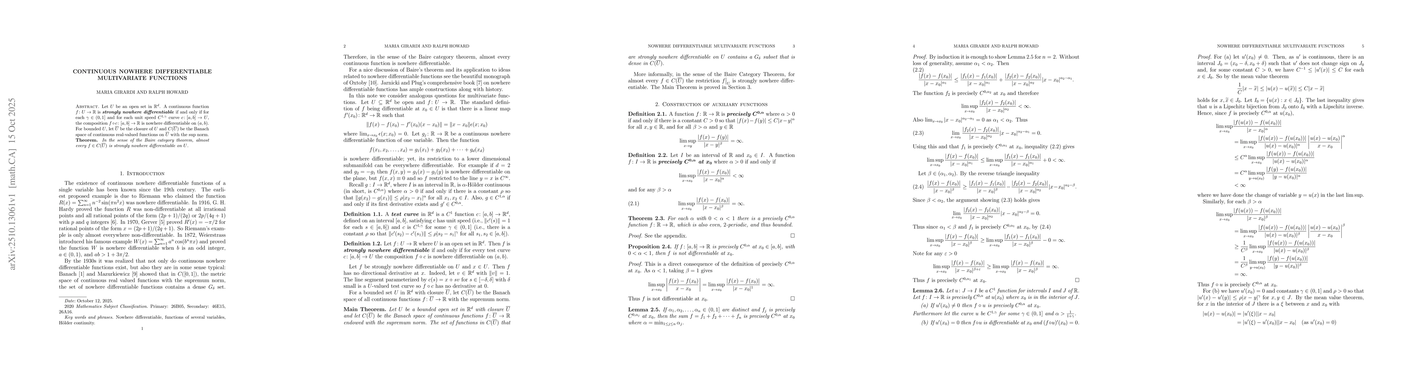 Thumbnail for Continuous nowhere differentiable multivariate functions