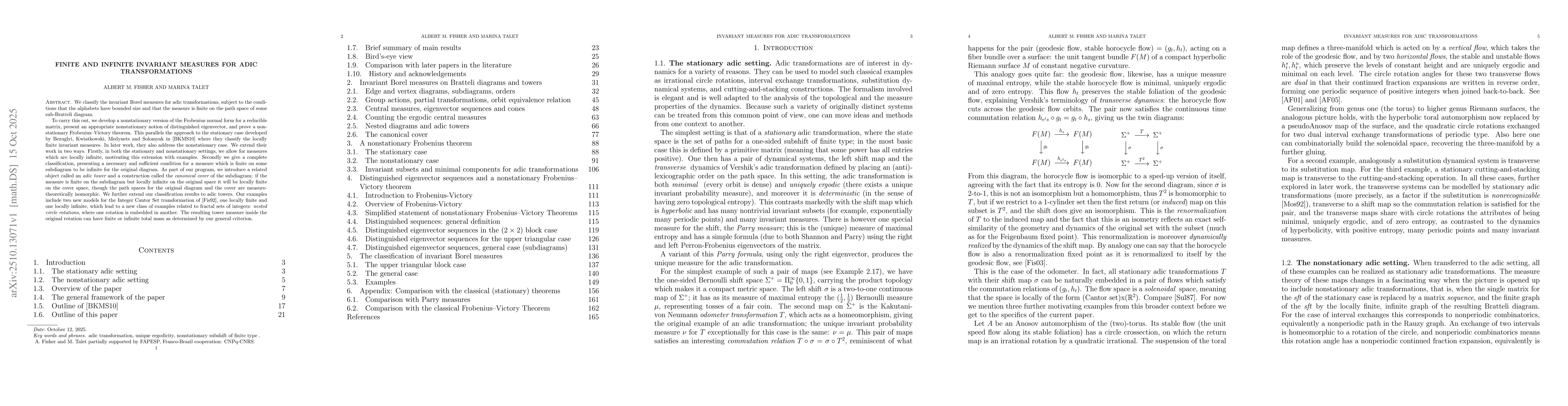 Thumbnail for Finite and infinite invariant measures for adic transformations