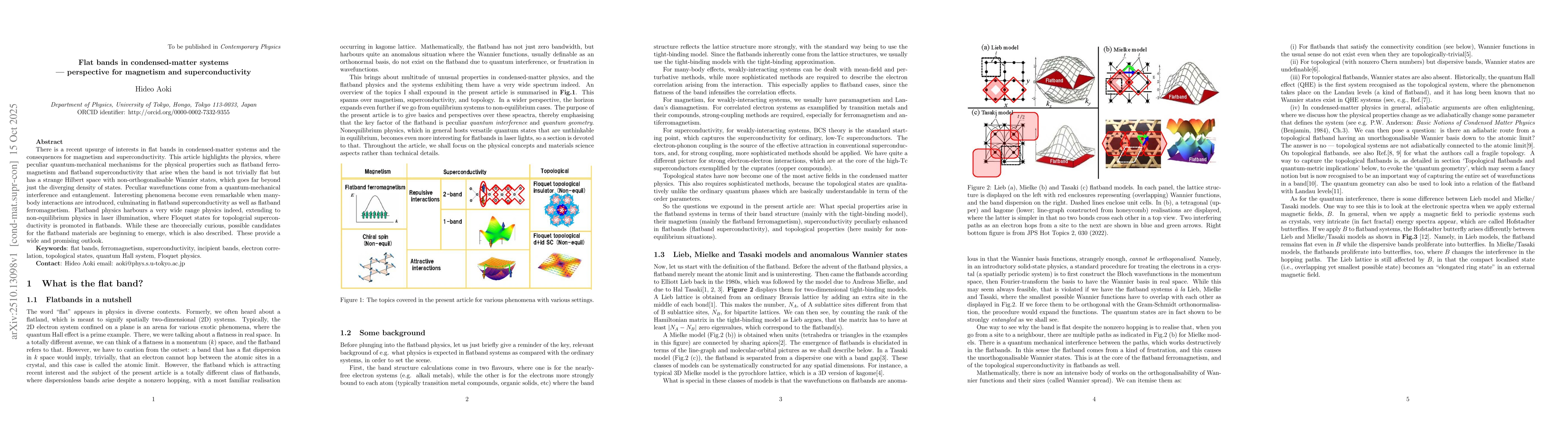 Thumbnail for Flat bands in condensed-matter systems -- perspective for magnetism and
  superconductivity