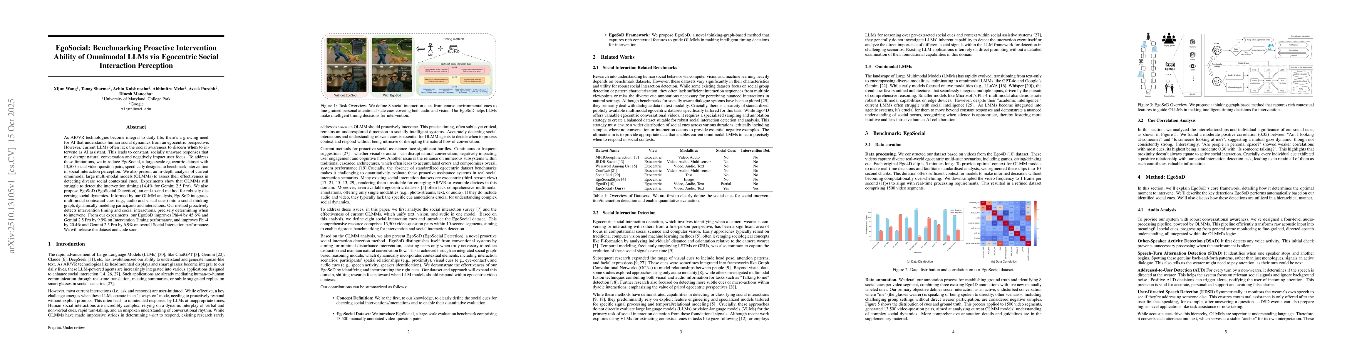 Thumbnail for EgoSocial: Benchmarking Proactive Intervention Ability of Omnimodal LLMs
  via Egocentric Social Interaction Perception