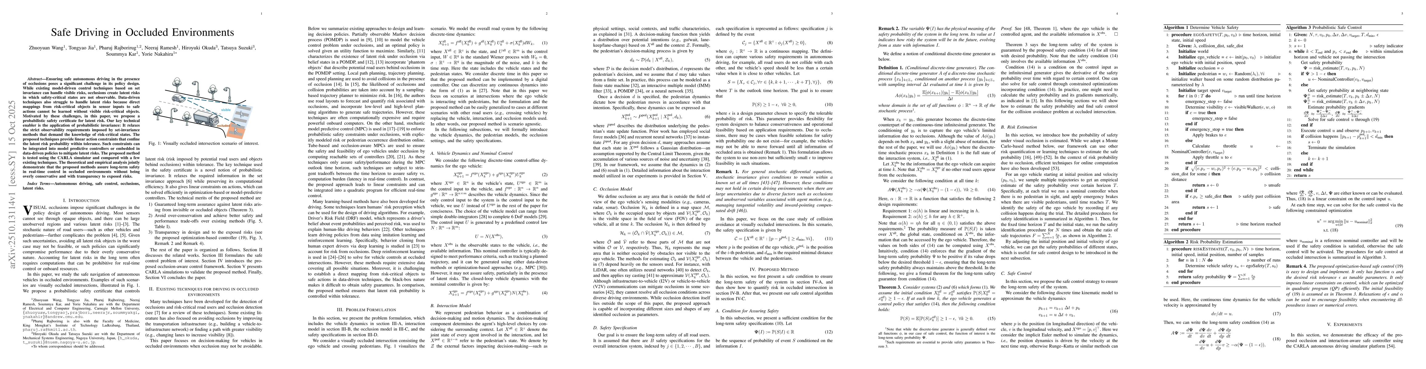 Thumbnail for Safe Driving in Occluded Environments