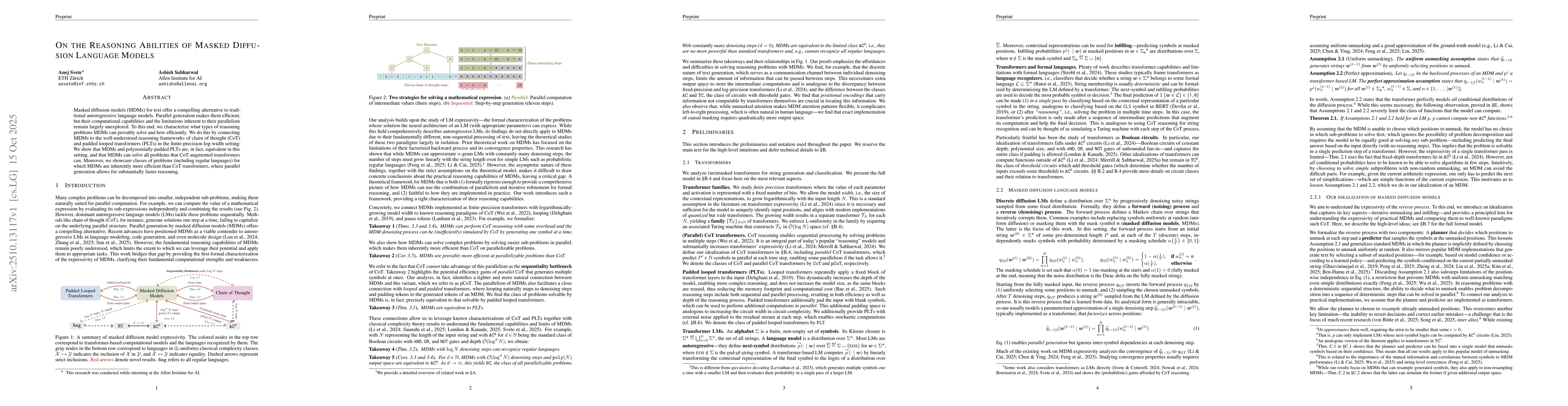 Thumbnail for On the Reasoning Abilities of Masked Diffusion Language Models