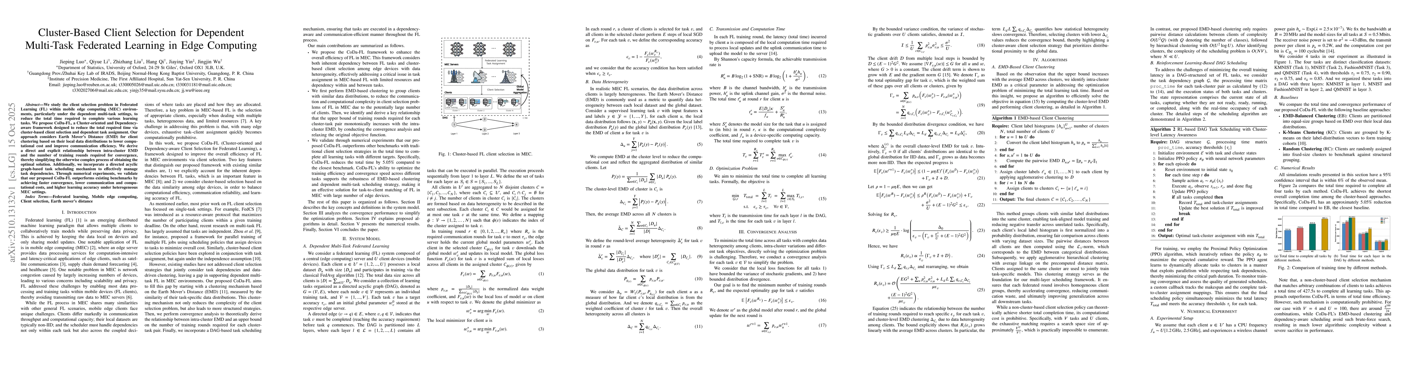 Thumbnail for Cluster-Based Client Selection for Dependent Multi-Task Federated
  Learning in Edge Computing