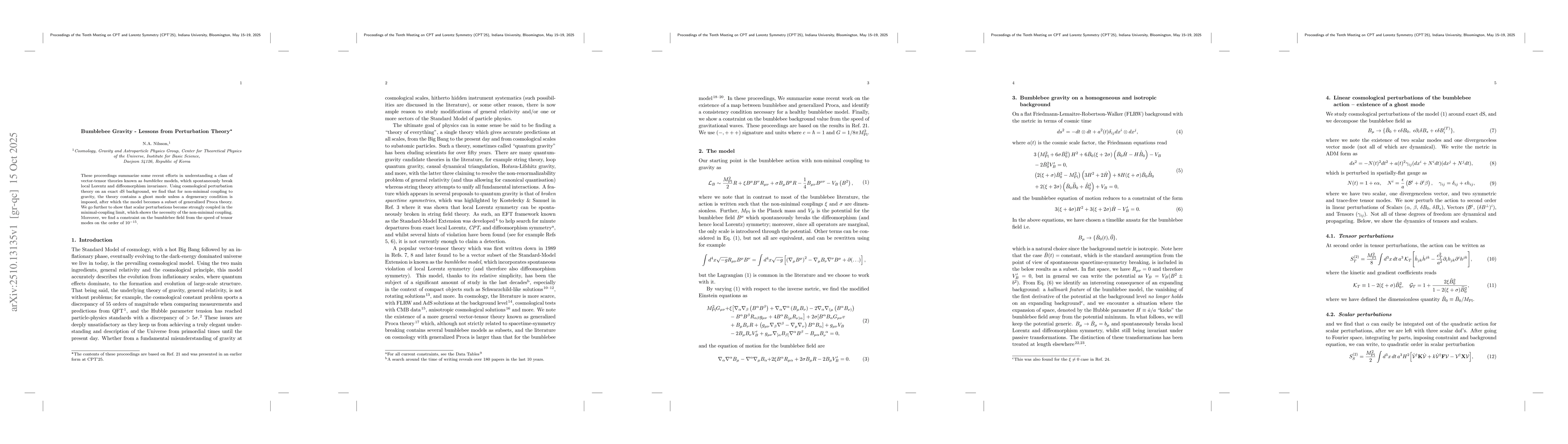 Thumbnail for Bumblebee Gravity - Lessons from Perturbation Theory
