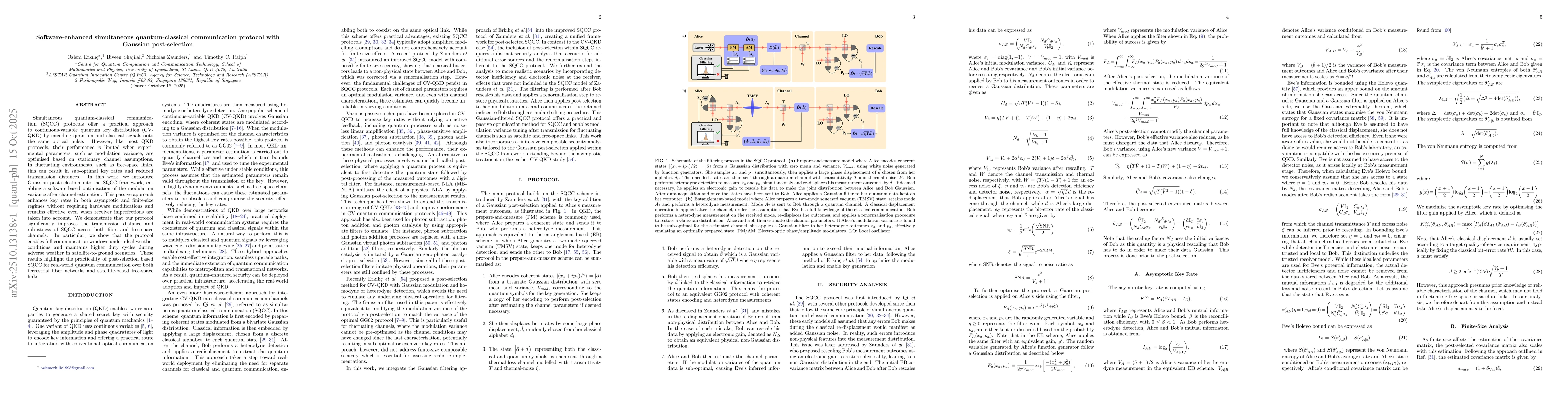 Thumbnail for Software-enhanced simultaneous quantum-classical communication protocol
  with Gaussian post-selection