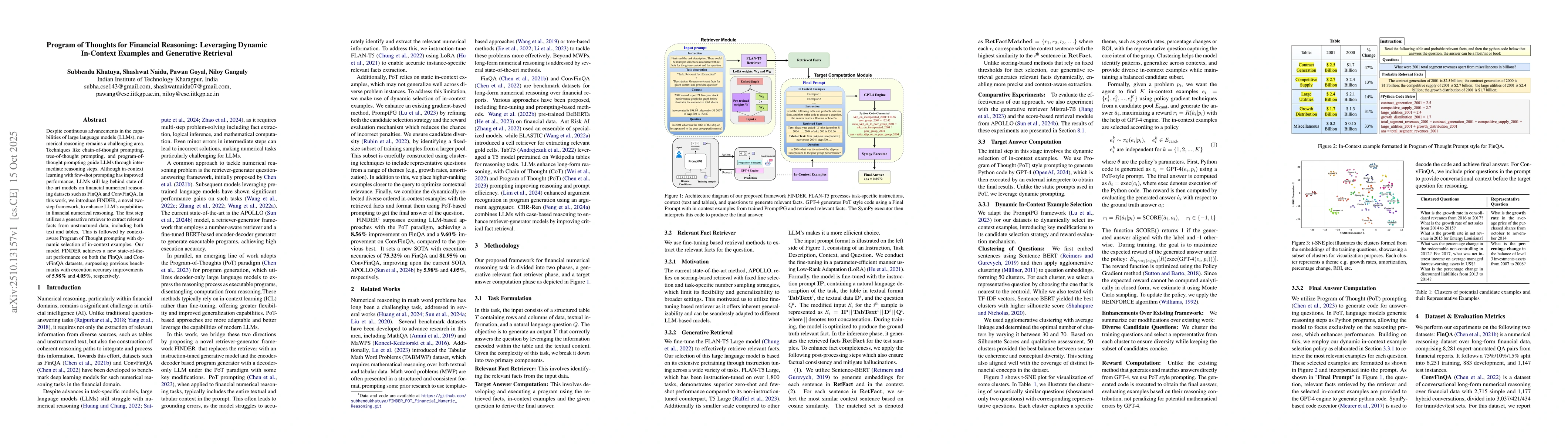 Thumbnail for Program of Thoughts for Financial Reasoning: Leveraging Dynamic
  In-Context Examples and Generative Retrieval