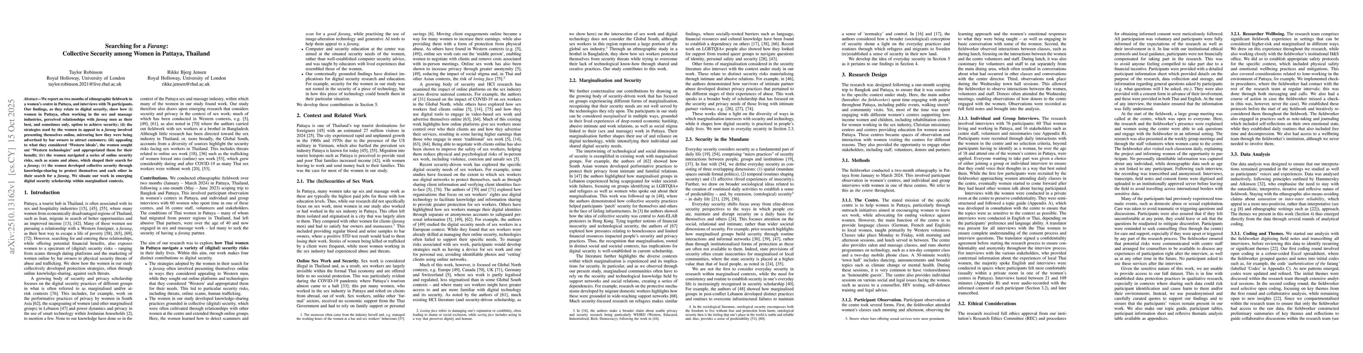 Thumbnail for Searching for a Farang: Collective Security among Women in Pattaya,
  Thailand