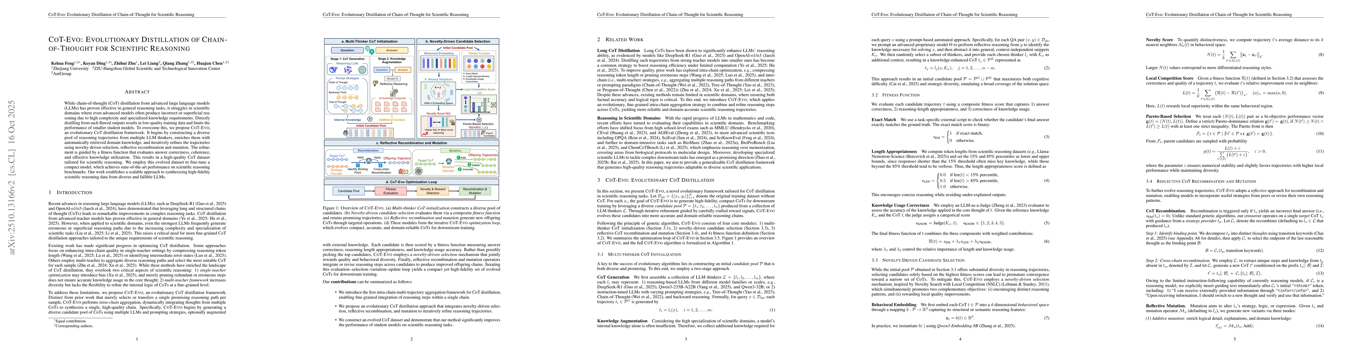 Thumbnail for CoT-Evo: Evolutionary Distillation of Chain-of-Thought for Scientific
  Reasoning