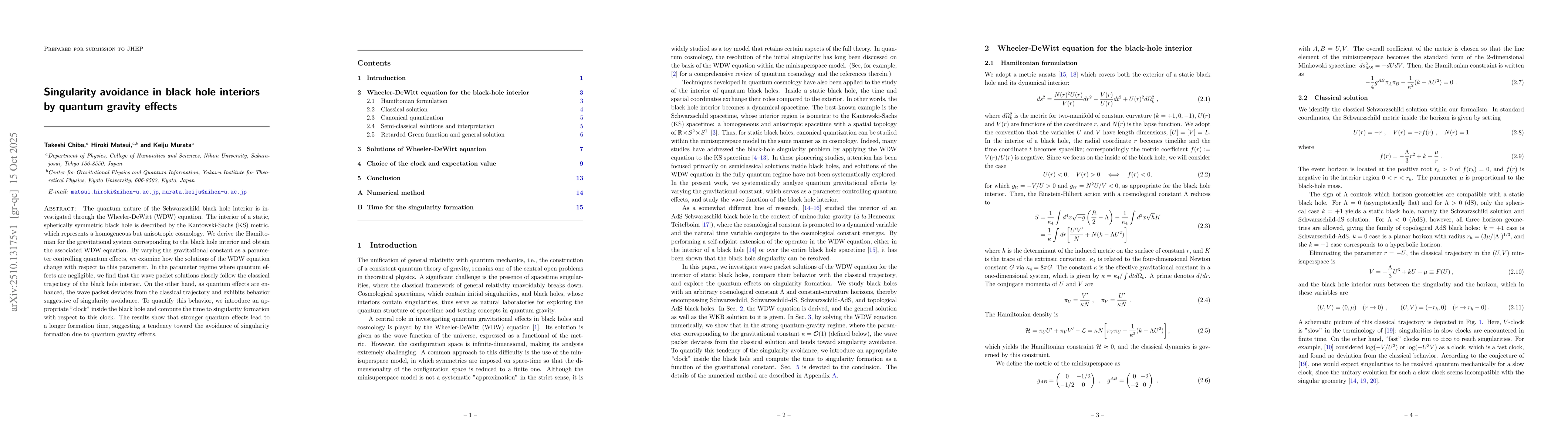 Thumbnail for Singularity avoidance in black hole interiors by quantum gravity effects