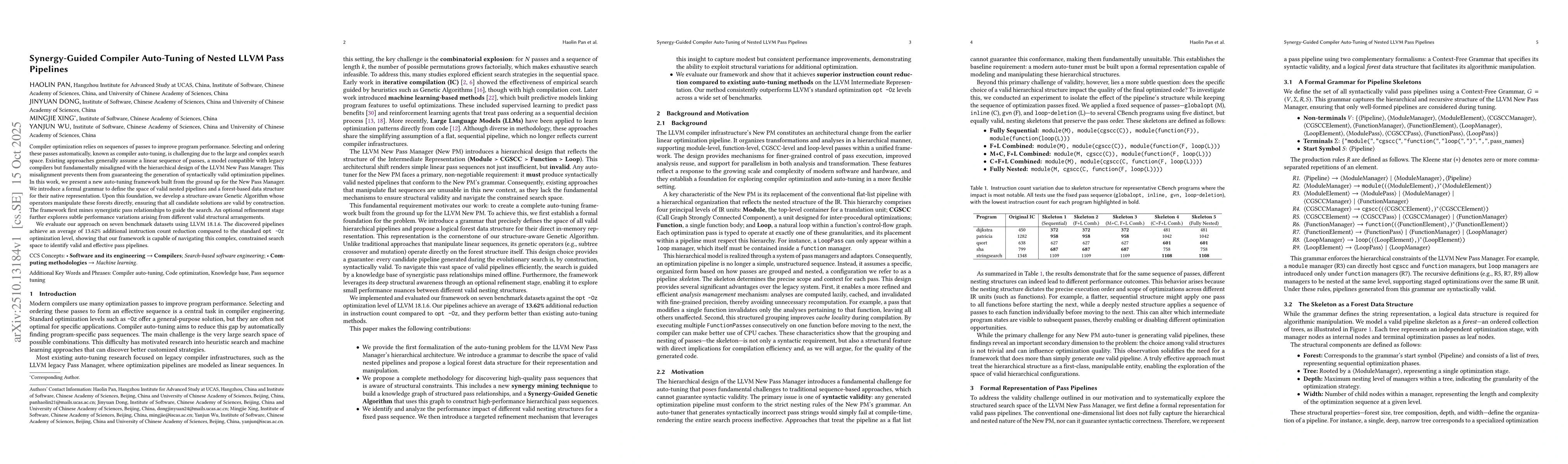 Thumbnail for Synergy-Guided Compiler Auto-Tuning of Nested LLVM Pass Pipelines