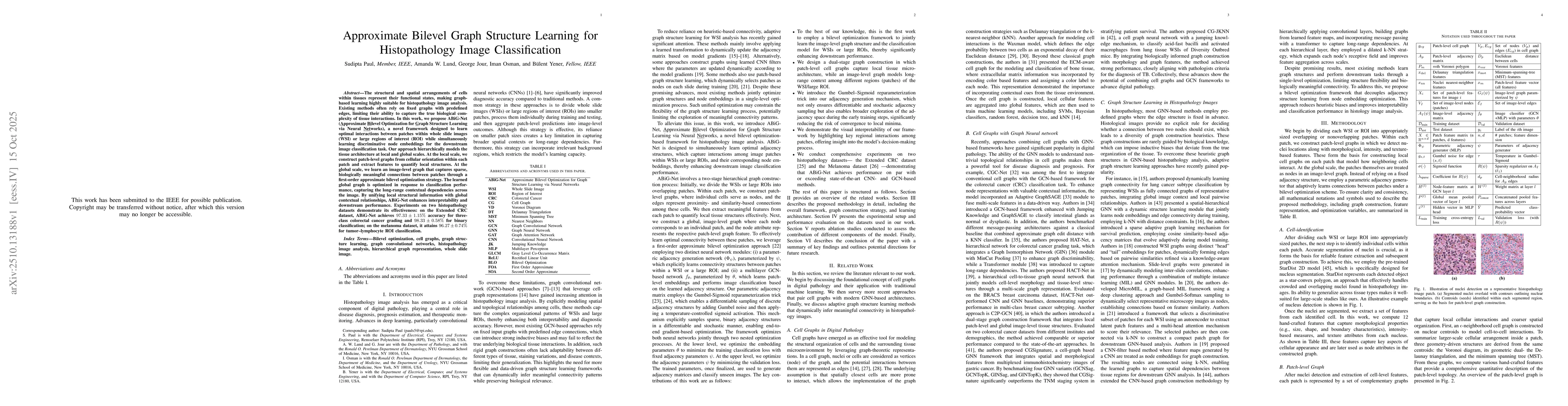 Thumbnail for Approximate Bilevel Graph Structure Learning for Histopathology Image
  Classification