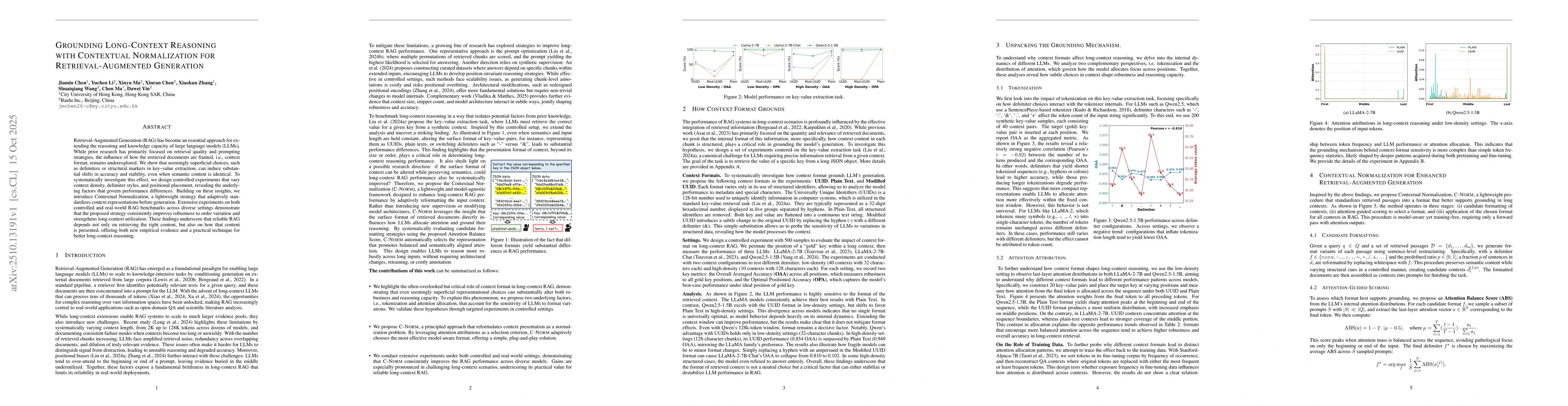 Thumbnail for Grounding Long-Context Reasoning with Contextual Normalization for
  Retrieval-Augmented Generation