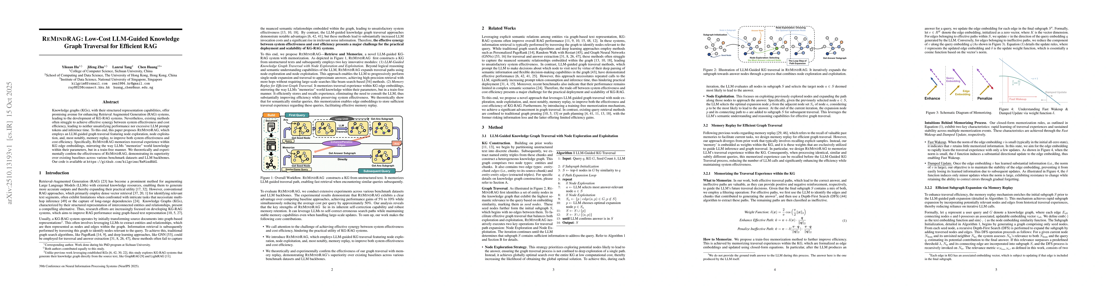 Thumbnail for ReMindRAG: Low-Cost LLM-Guided Knowledge Graph Traversal for Efficient
  RAG