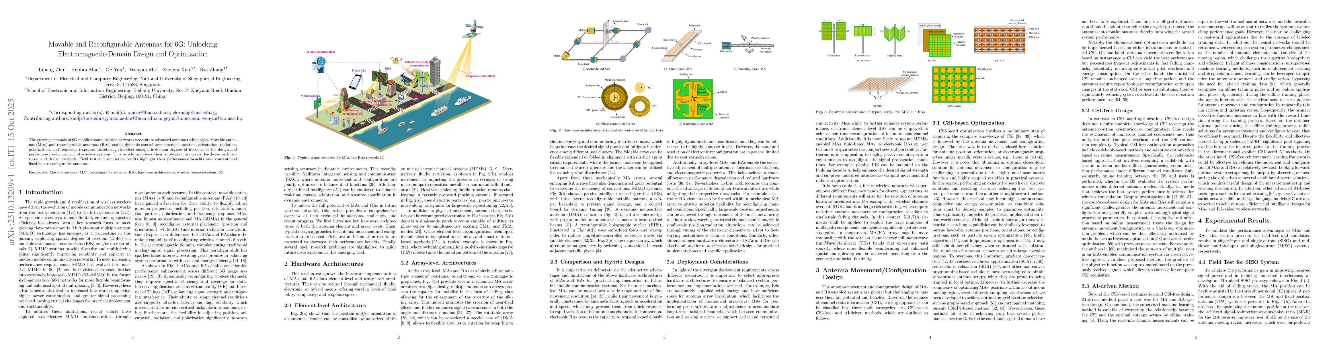Thumbnail for Movable and Reconfigurable Antennas for 6G: Unlocking
  Electromagnetic-Domain Design and Optimization